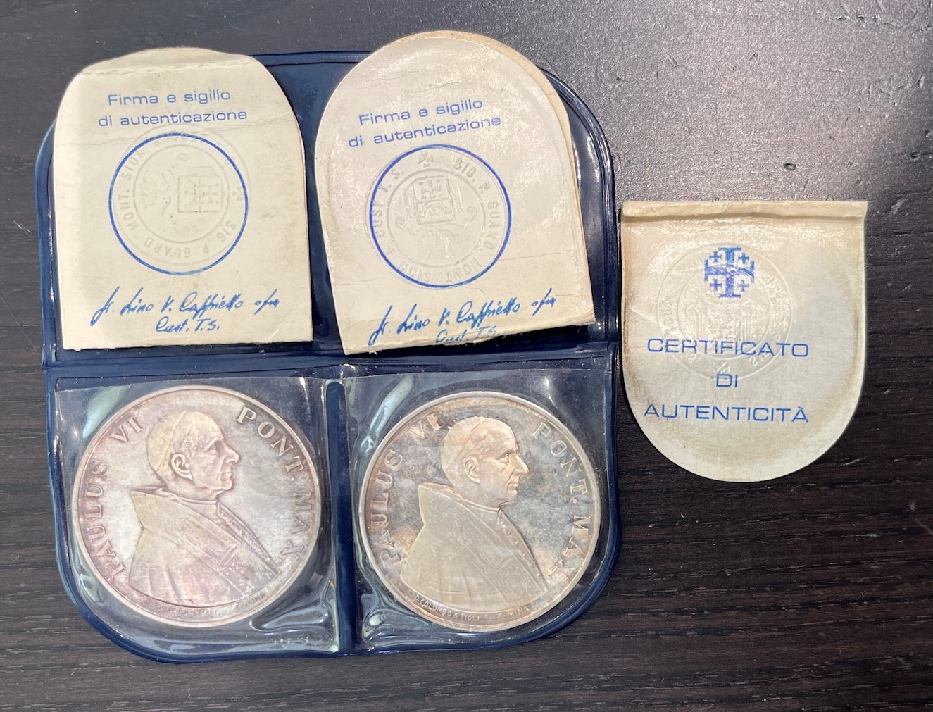 Paolo VI, Viaggio in Tessanta, lotto di due medaglie (argento 925, 1964)