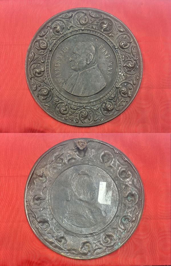 VATICANO. GIOVANNI XXIII, 1958-1963. Grande placca uniface in bronzo.