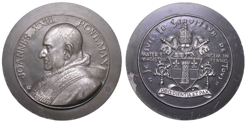 VATICANO. GIOVANNI XXIII, 1958-1963. Medaglia in bronzo argentato 1963. Per l’Enciclica.  - Asta Numismatica Light - Cambi Casa d'Aste