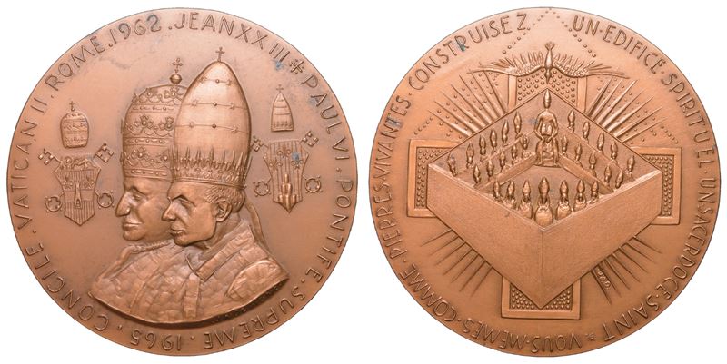 VATICANO. PAOLO VI, 1963-1978. Medaglia in bronzo di grande modulo 1965. Concilio Vaticano Secondo.  - Auction Light Numismatics - Cambi Casa d'Aste