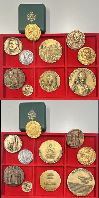 Benedetto XVI, Lotto di nove medaglie commemorative del Vaticano
