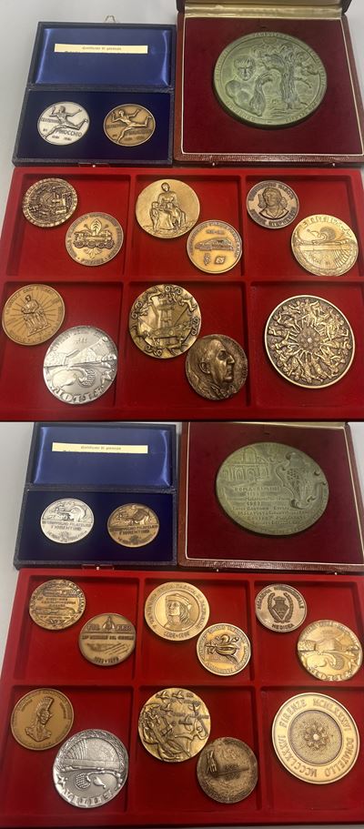Firenze, Lotto di quattordici medaglie coniate in argento e altri metalli