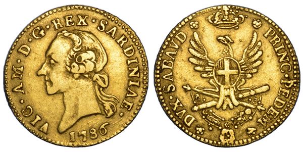 REGNO DI SARDEGNA. VITTORIO AMEDEO III DI SAVOIA, 1773-1796. Mezza Doppia Nuova 1786. Torino.