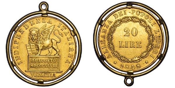 VENEZIA. GOVERNO PROVVISORIO DI VENEZIA, 1848-1849. 20 Lire 1848.