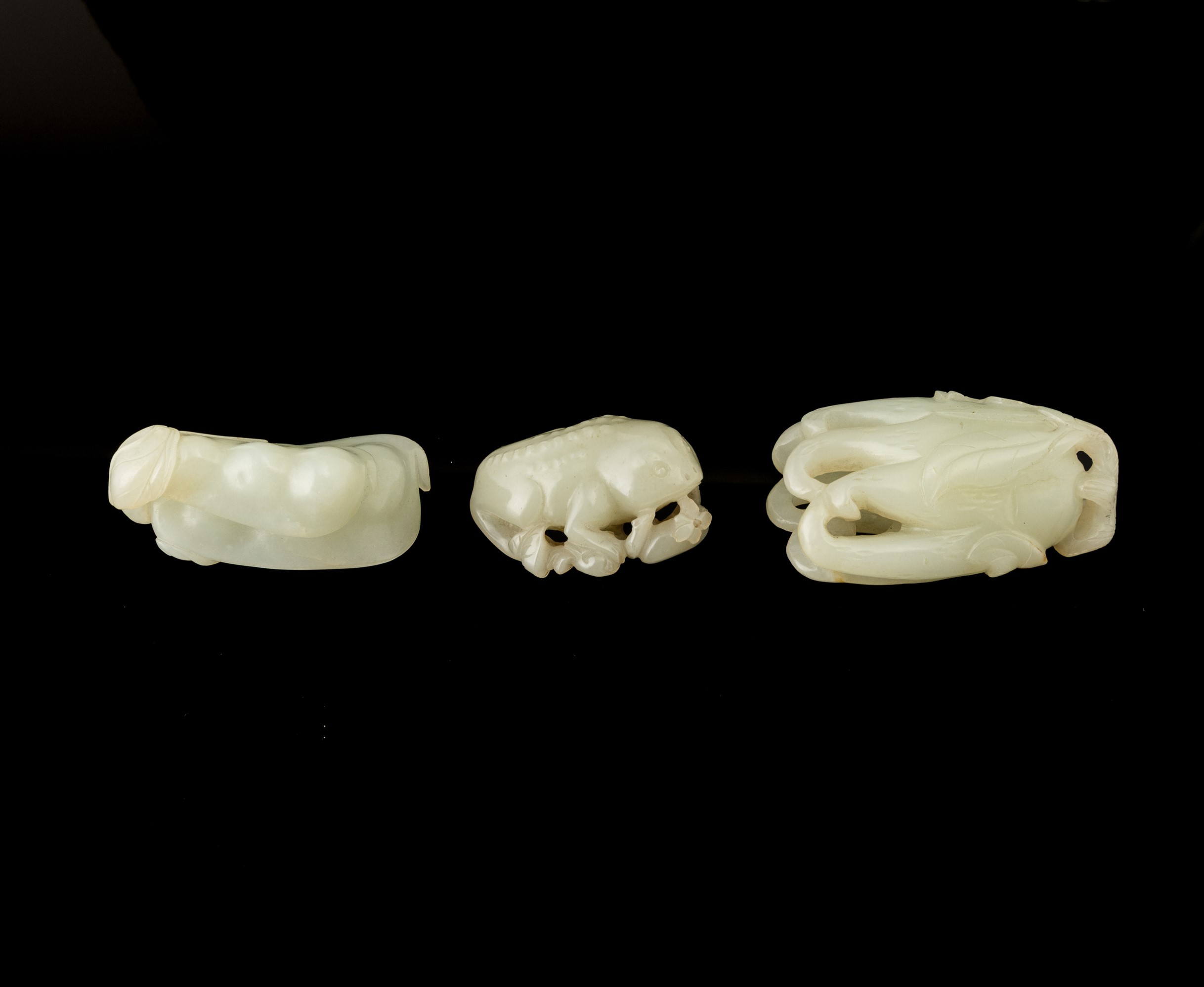 Cina, Tre figure in giada bianca (dinastia Qing, XIX secolo)