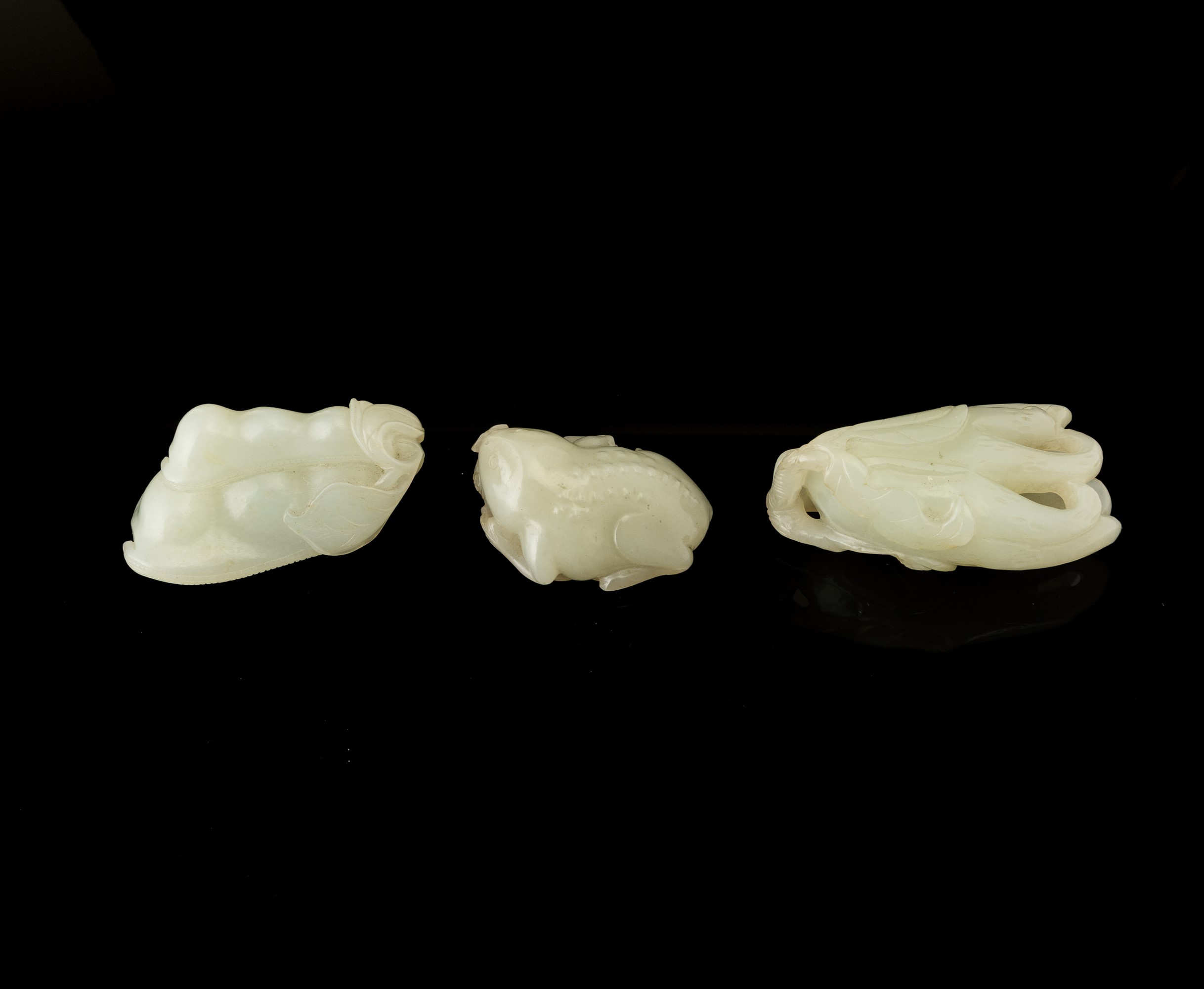 Cina, Tre figure in giada bianca (dinastia Qing, XIX secolo)