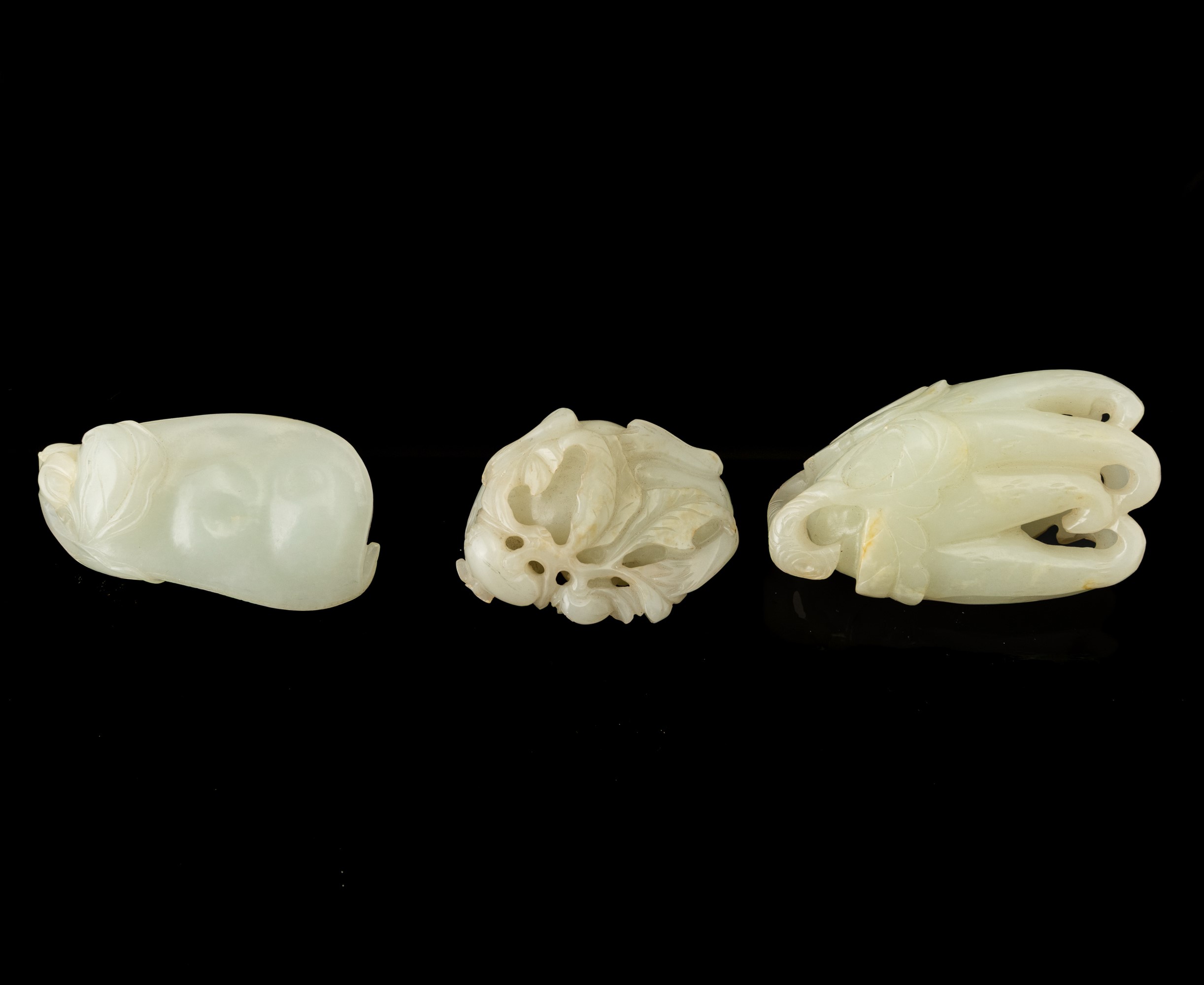 Cina, Tre figure in giada bianca (dinastia Qing, XIX secolo)