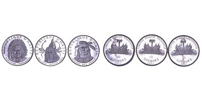 Haiti, 10 Gourdes 1971, lotto di tre monete (argento)