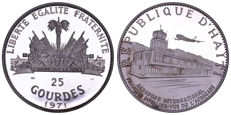 HAITI. 25 Gourdes 1971. Aeroporto internazionale Jean-Claude Duvalier.  - Auction Light Numismatics - Cambi Casa d'Aste