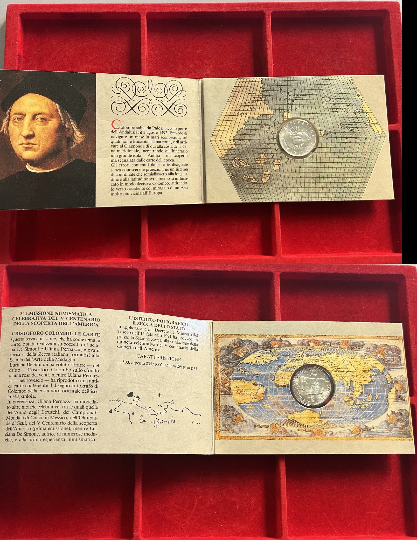 Italia e Turchia, lotto di due monete: 500 Lire 1991 con Cristoforo Colombo e 50 Lira 1972