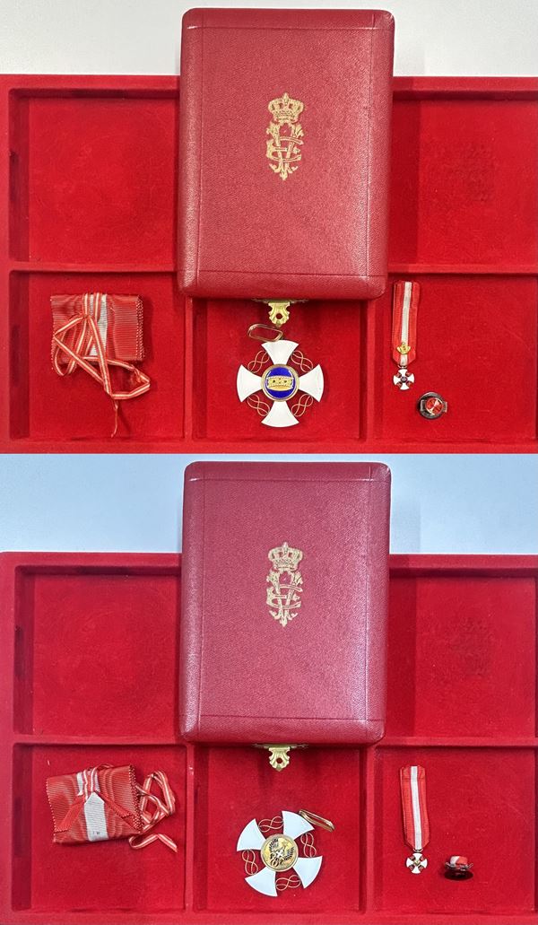 ITALIA. ORDINE DELLA CORONA D'ITALIA. Decorazione da cavaliere con miniatura e bottone.