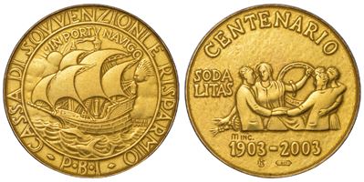 Repubblica Italiana, Cassa di Sovvenzioni e Risparmio, Medaglia in oro (2003)