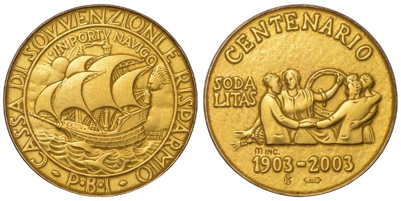 REPUBBLICA ITALIANA. CASSA DI SOVVENZIONI E RISPARMIO. Medaglia in oro 2003.  - Auction Light Numismatics - Cambi Casa d'Aste