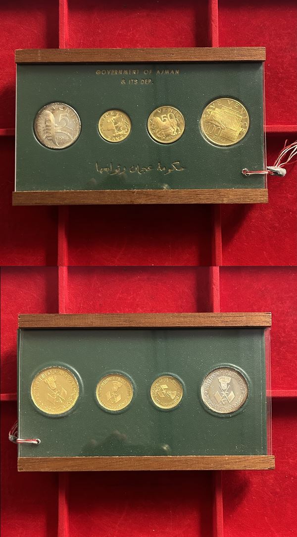 EMIRATI ARABI UNITI - AJMAN. RASHID BIN HAMAD AL-NAIMI, 1928-1981. Set di quattro monete.