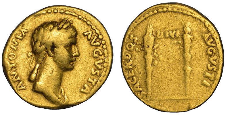 ANTONIA (moglie di Nerone Claudio Druso e madre di Claudio), 36 a.C.-37 d.C. Aureo, 41-45. Roma.  - Asta Numismatica - Cambi Casa d'Aste