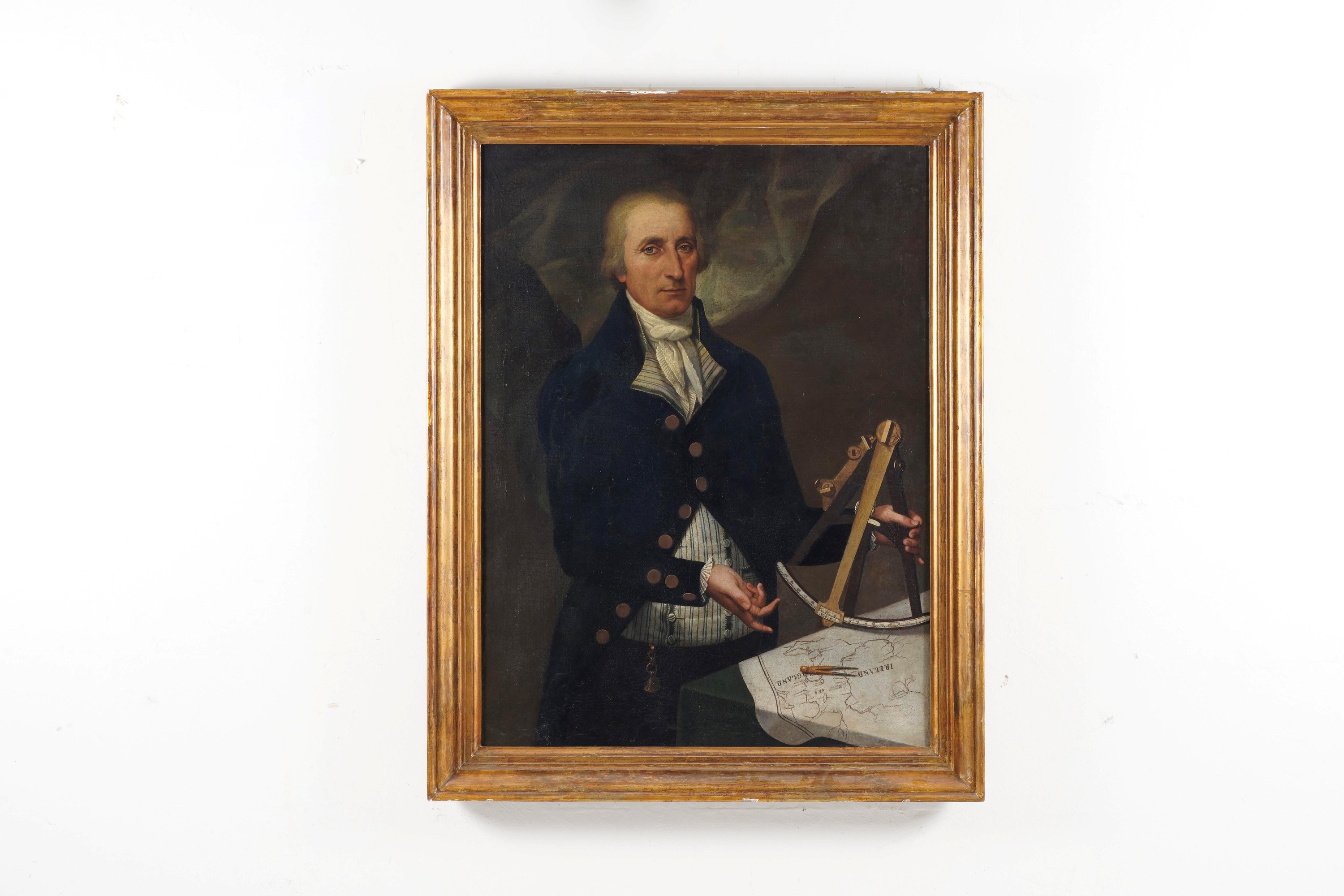 Scuola inglese del XVIII secolo, Ritratto di capitano, olio su tela