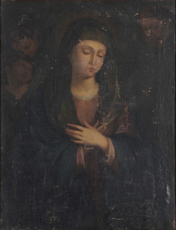 Scuola del XVII secolo Madonna con cherubini