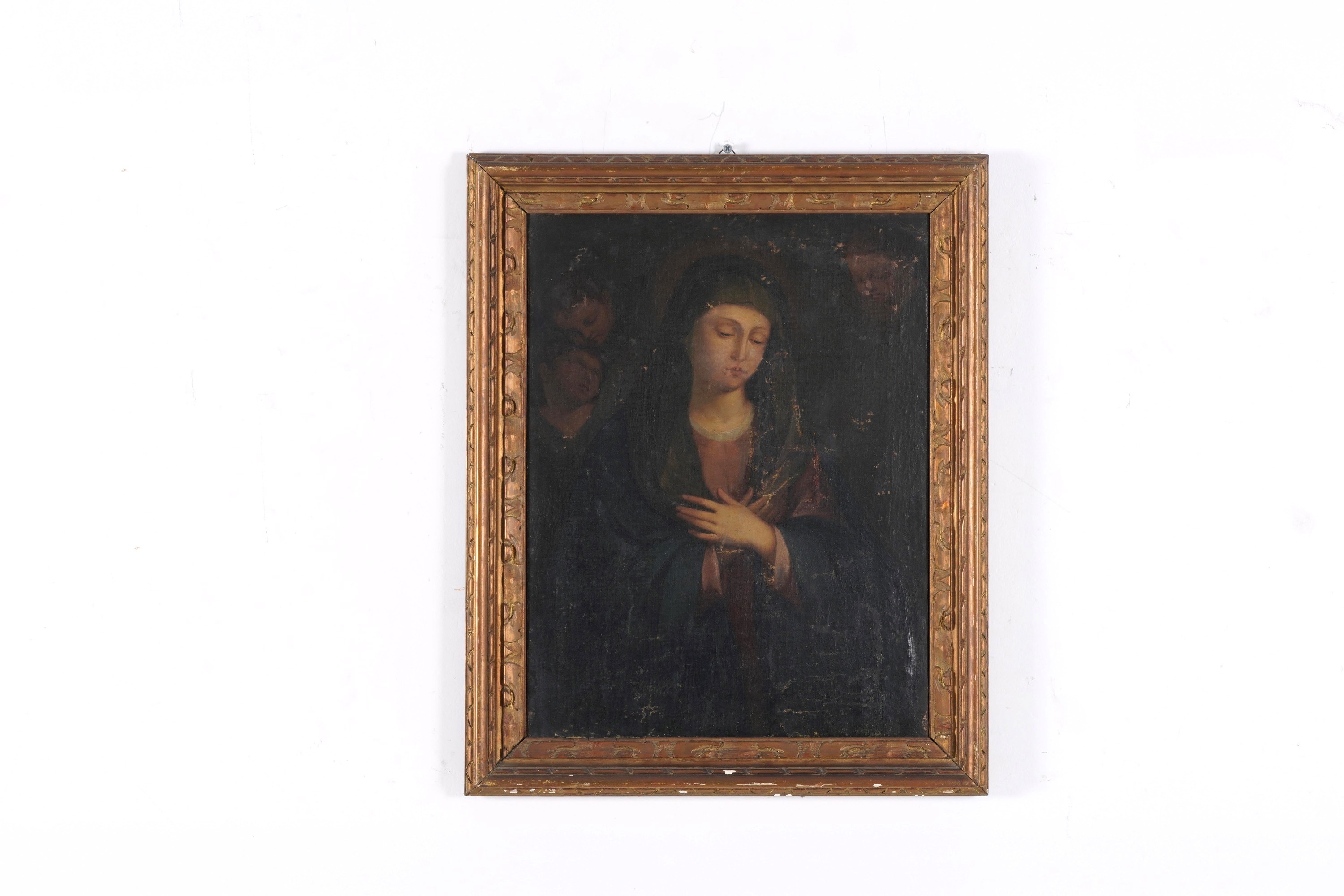 Scuola del XVII secolo, Madonna con cherubini, olio su tela