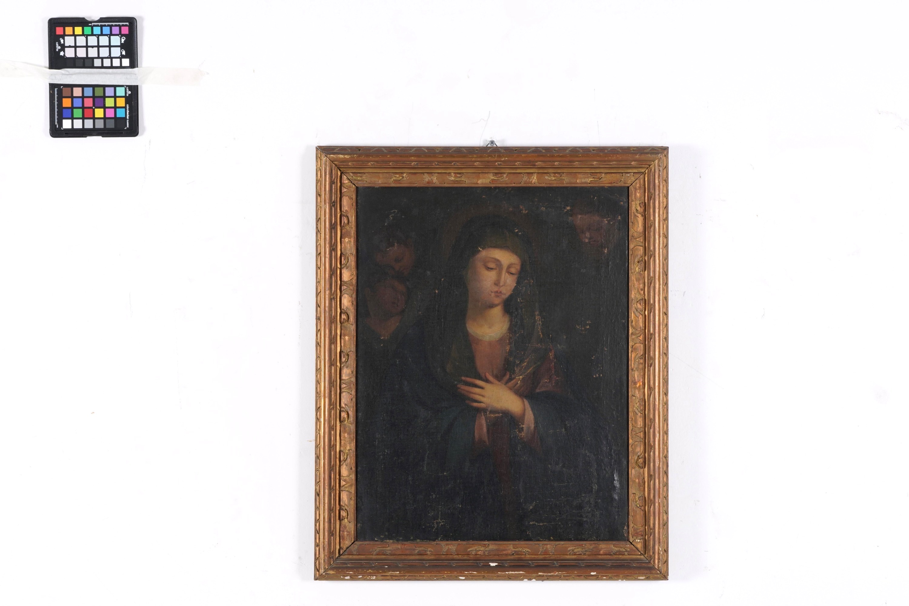Scuola del XVII secolo, Madonna con cherubini, olio su tela