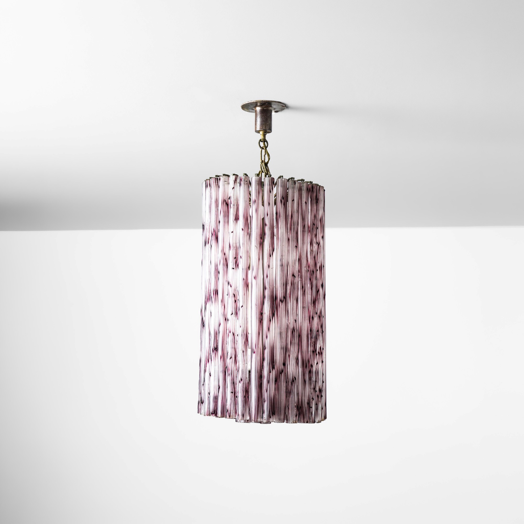 Venini - Lampada a sospensione, struttura in canne di vetro colorato e metallo, produzione italia...