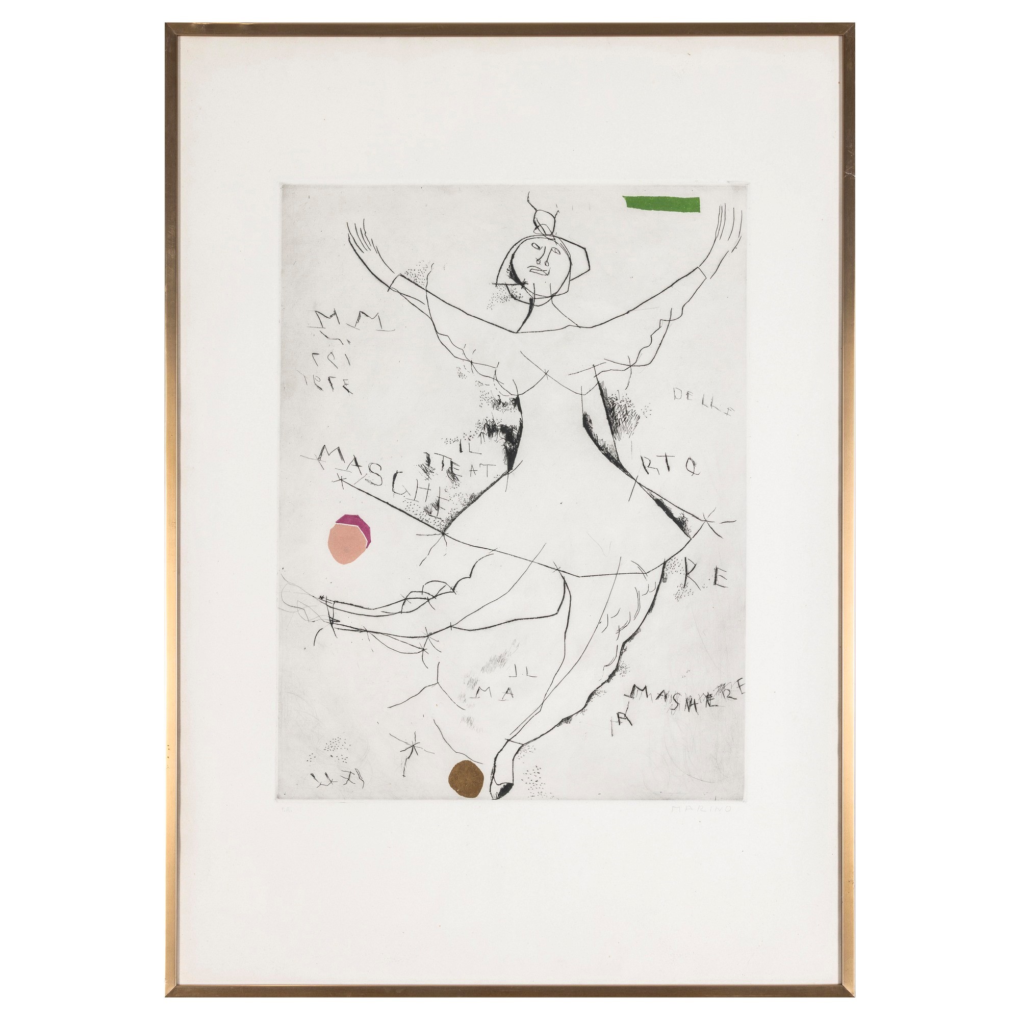 Marino Marini - Danza minima I (acquaforte, puntasecca e acquatinta), 1973