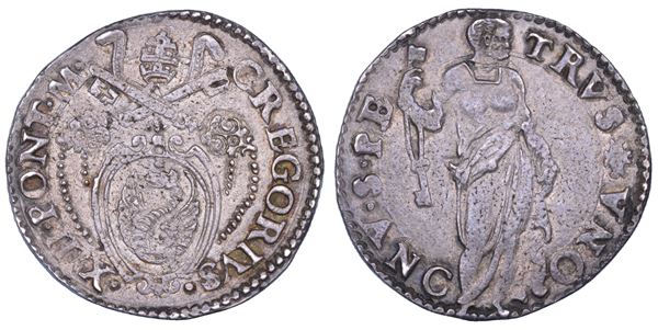 STATO PONTIFICIO. GREGORIO XIII (Ugo Boncompagni), 1572-1585. Testone. Ancona.
