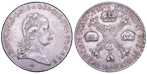 MILANO. LEOPOLDO II D'ASBURGO-LORENA, 1790-1792. Scudo delle Corone 1792.