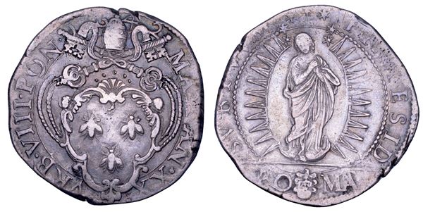STATO PONTIFICIO. URBANO VIII (Maffeo Barberini), 1623-1644. Testone A. XX. Roma.