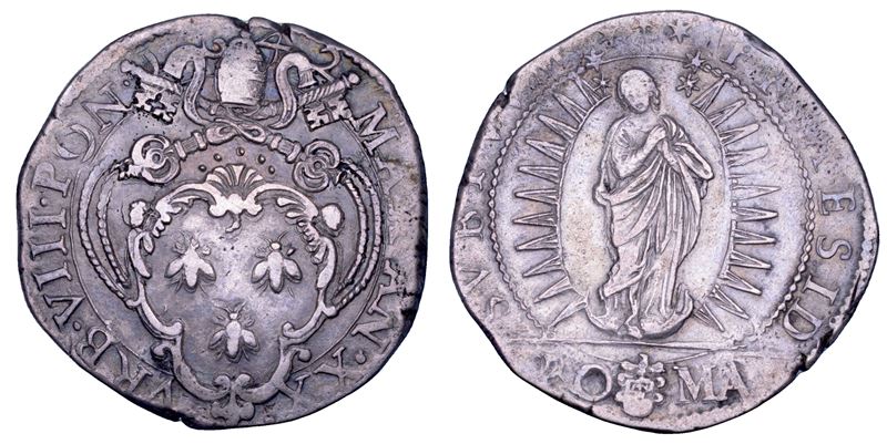 STATO PONTIFICIO. URBANO VIII (Maffeo Barberini), 1623-1644. Testone A. XX. Roma.  - Asta Numismatica - Cambi Casa d'Aste