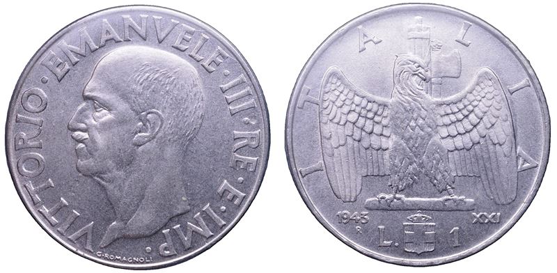 Vittorio Emanuele III di Savoia, Lira 1943 (Regno d’Italia), nichel