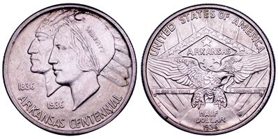 USA, Half Dollar 1936 (San Francisco), centoenario Arkansas
