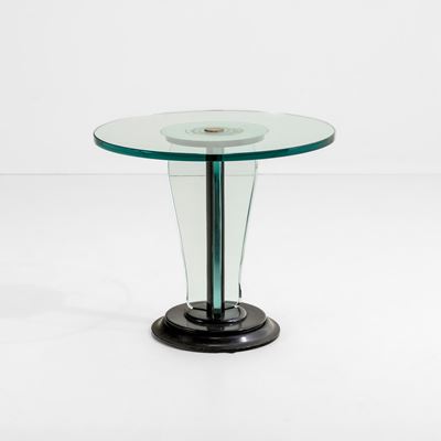 Tavolo basso in legno laccato e cristallo molato (Fontana Arte, ca. 1940)