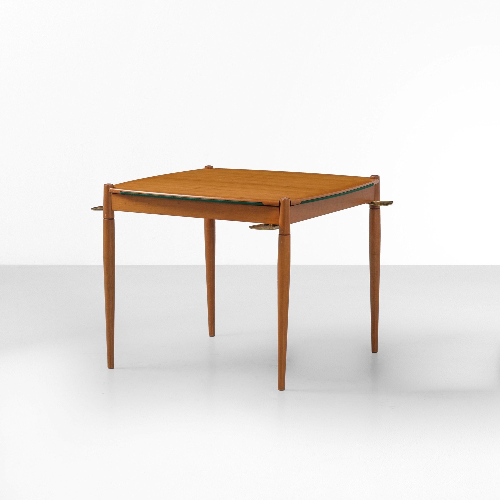 Gio Ponti - Tavolo da gioco in legno con piano in panno e posaceneri estraibili