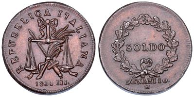 Crippa, Progetto del soldo A. III/1804 (Milano, Repubblica Italiana, 1802-1805), rame