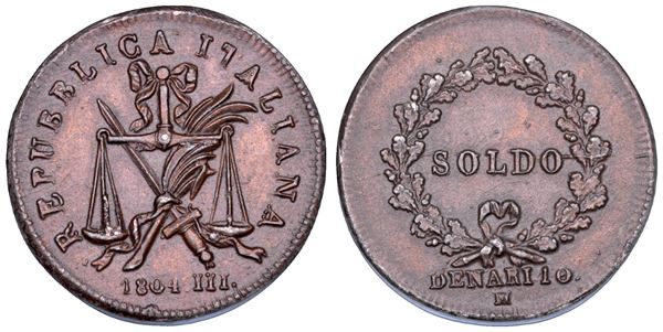 MILANO. REPUBBLICA ITALIANA, 1802-1805. Progetto del soldo A. III/1804.