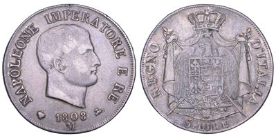 Napoleone I, 5 Lire Milano, 1808