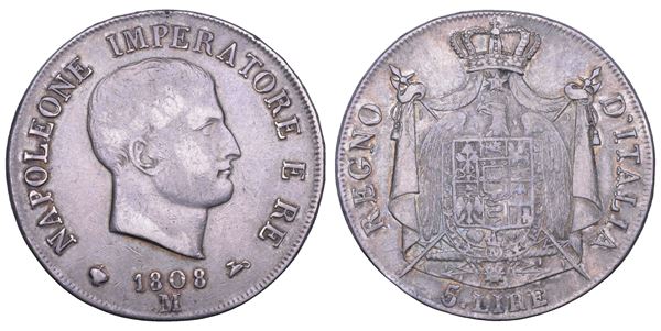 MILANO. NAPOLEONE I, 1805-1814. 5 Lire 1808.