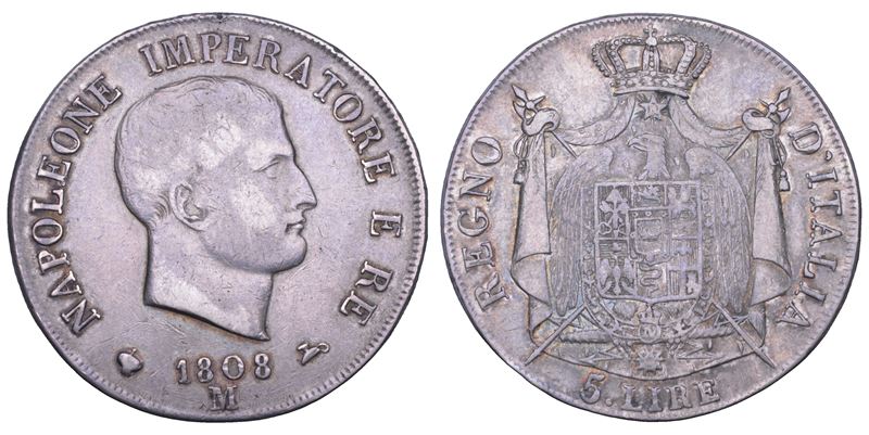 MILANO. NAPOLEONE I, 1805-1814. 5 Lire 1808.  - Asta Numismatica - Cambi Casa d'Aste