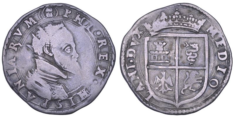 MILANO. FILIPPO II D'ASBURGO, 1554-1598. Quarto di Scudo s.d.  - Asta Numismatica - Cambi Casa d'Aste