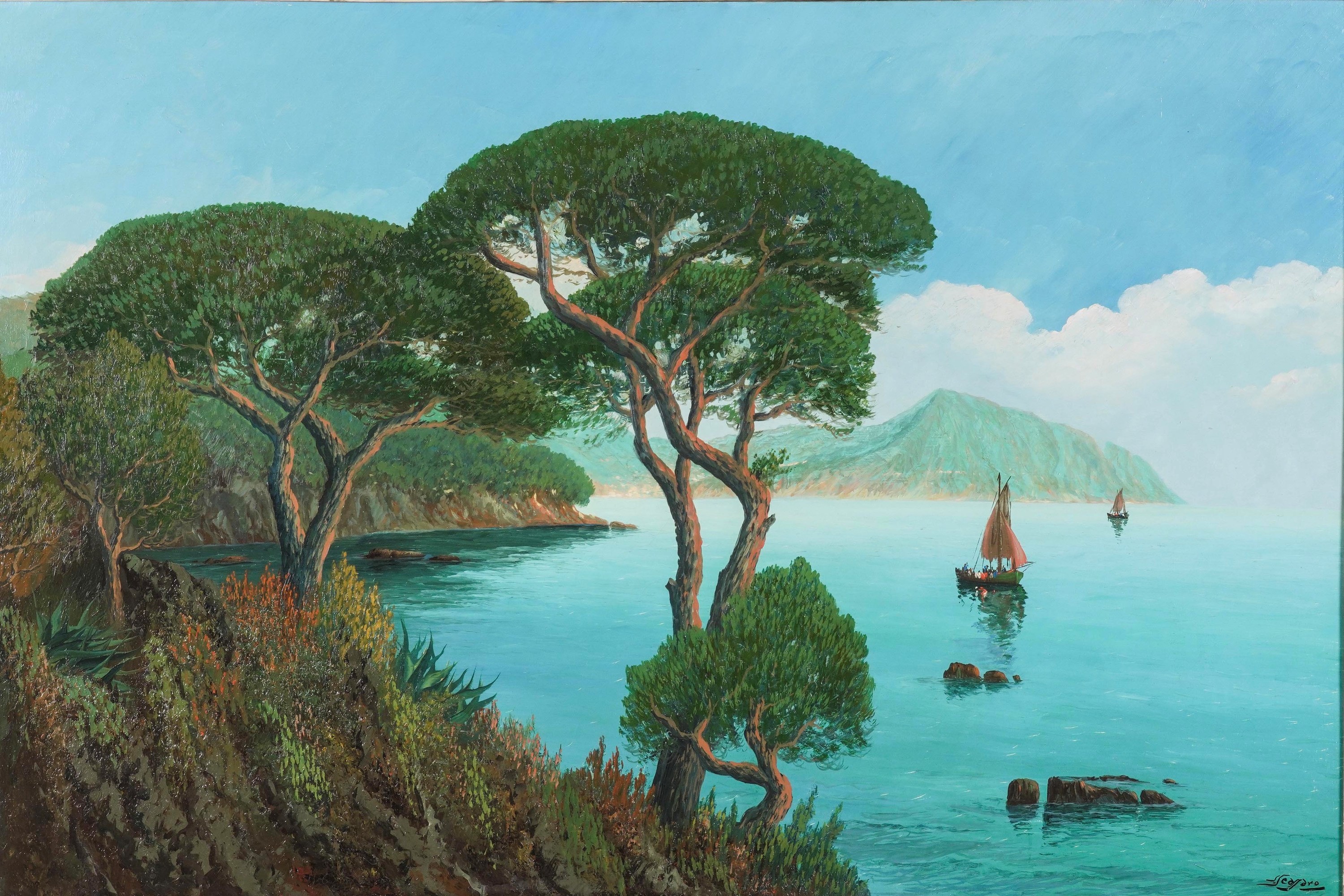 Saverio Seassaro - Marina ligure, olio su tela