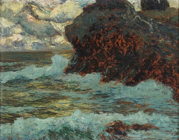 Giuseppe Sacheri - Scoglio a Sori (notturno)