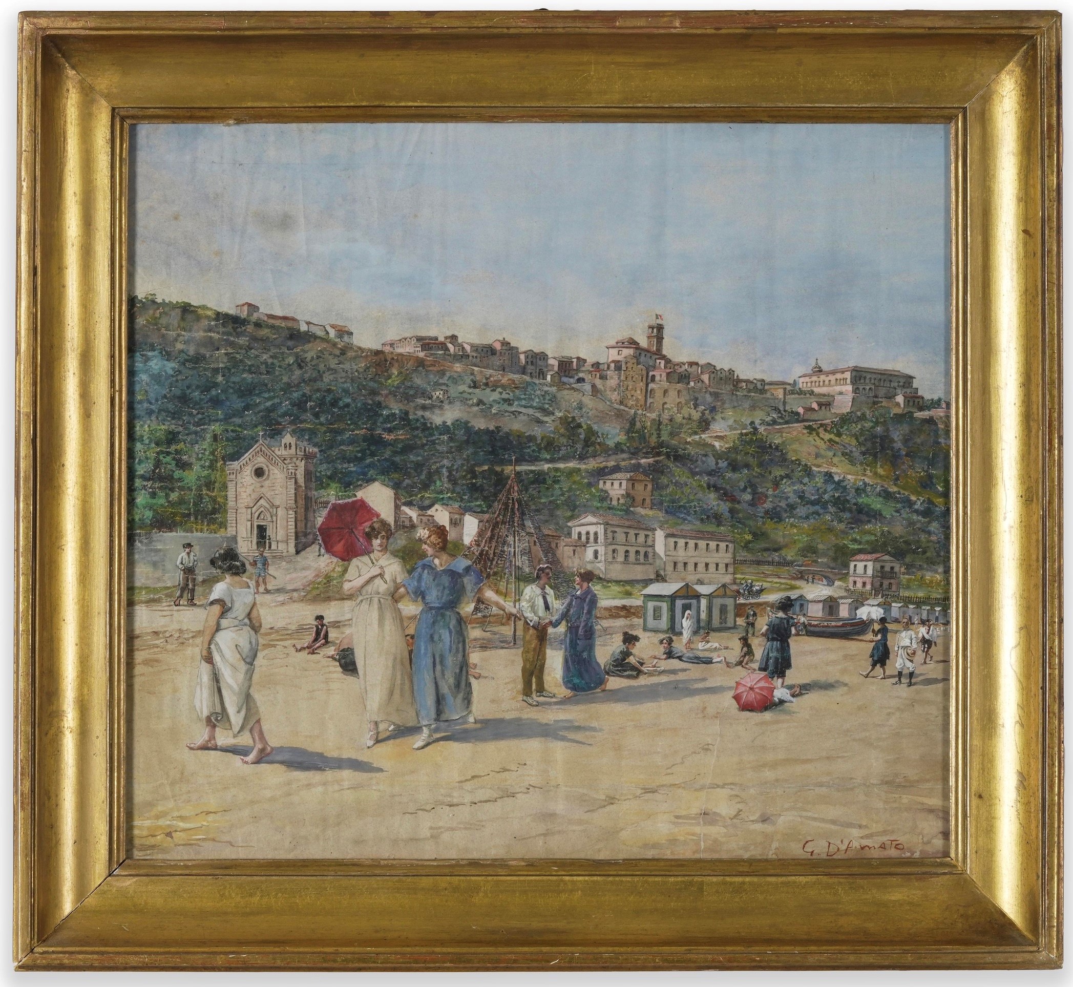 Gennaro D'amato - Figure sulla spiaggia, acquerello