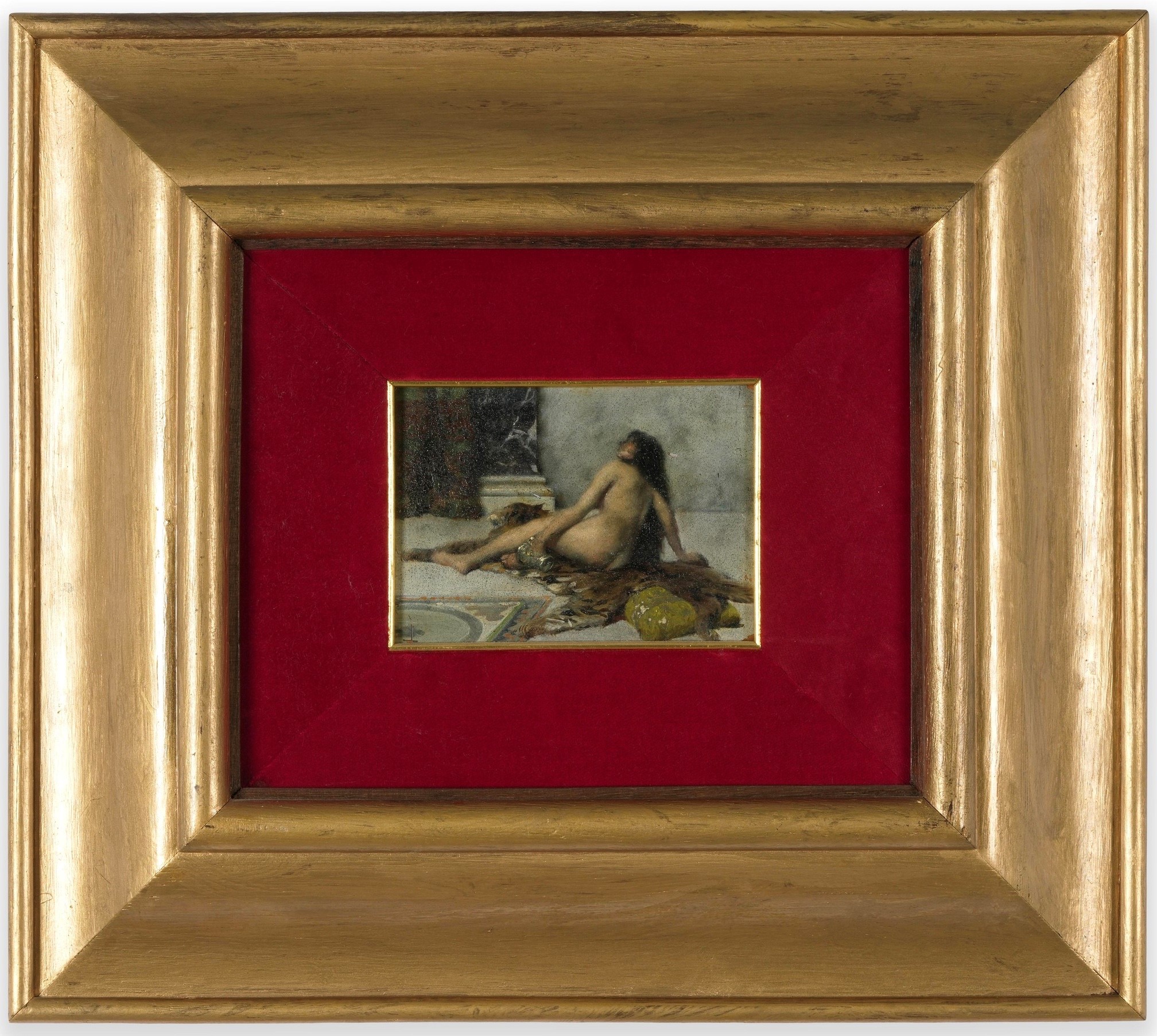 Raffaele Giannetti - Nudo su pelle di tigre, olio su tavola
