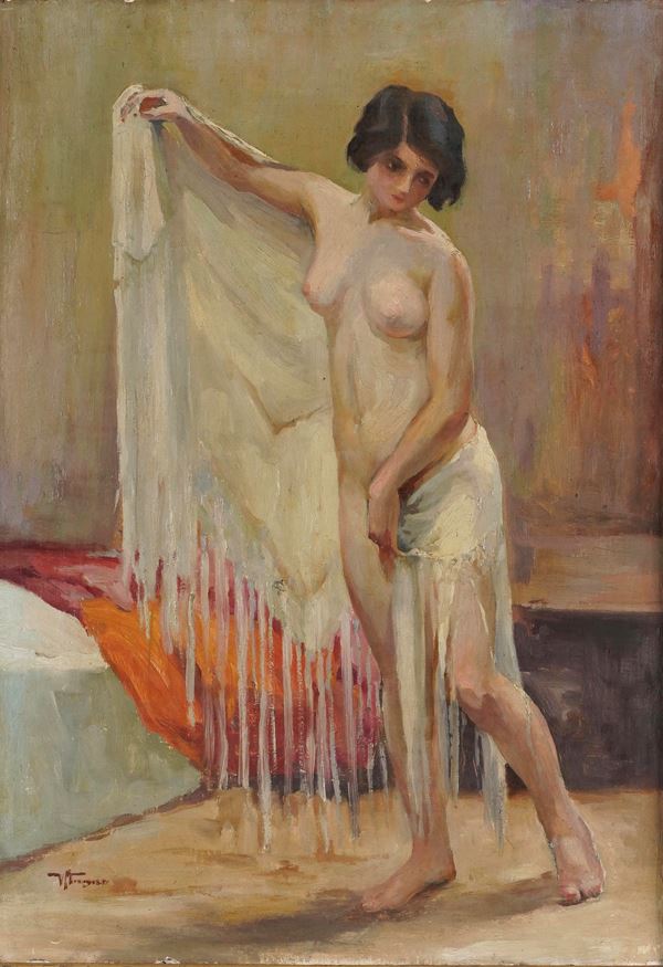 Vasco Menegozzo - Nudo di fanciulla con drappo