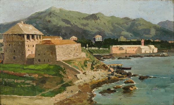 Pittore ligure del XIX-XX secolo Forte San Giuliano a Genova