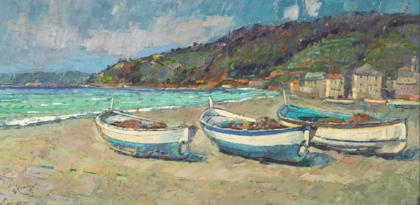 Ettore Frana - Barche sulla spiaggia