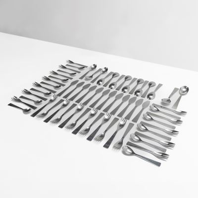 Set di posate (per 12 coperti), metallo, circa 1950
