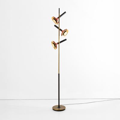 Lampada da terra in ottone con diffusori orientabili