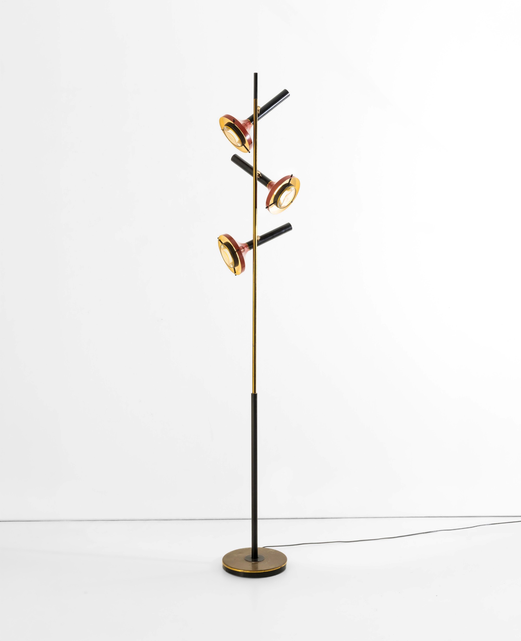 Oscar Torlasco - Lampada da terra in ottone con diffusori orientabili