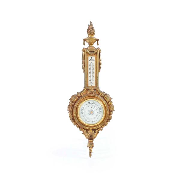 Piccolo barometro in bronzo dorato. Francia XX secolo